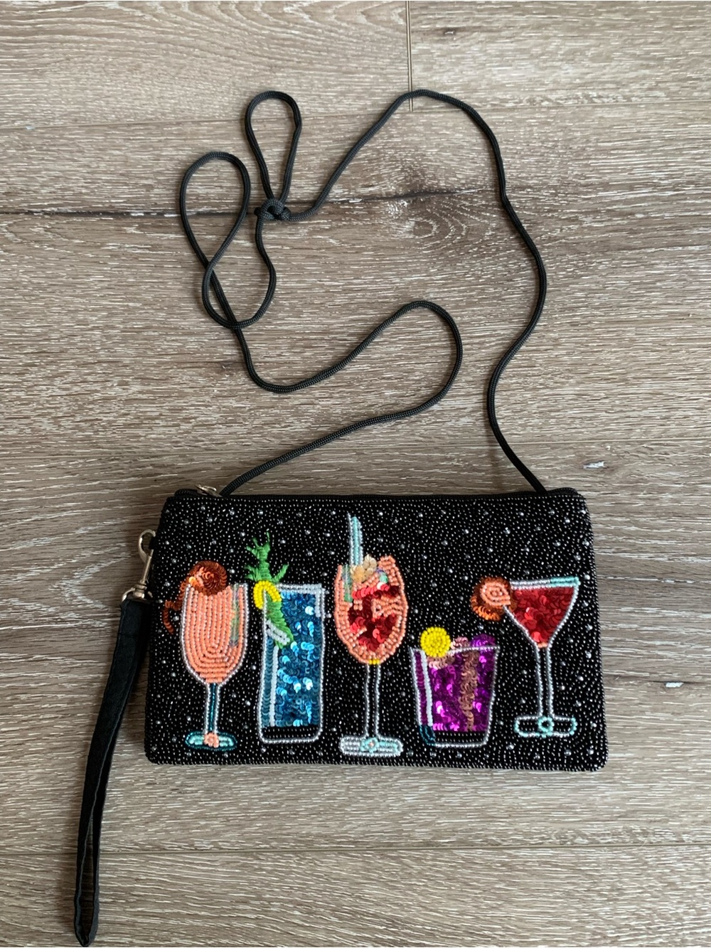Bamboo Black Beaded Cocktail Clutch - Women Bags